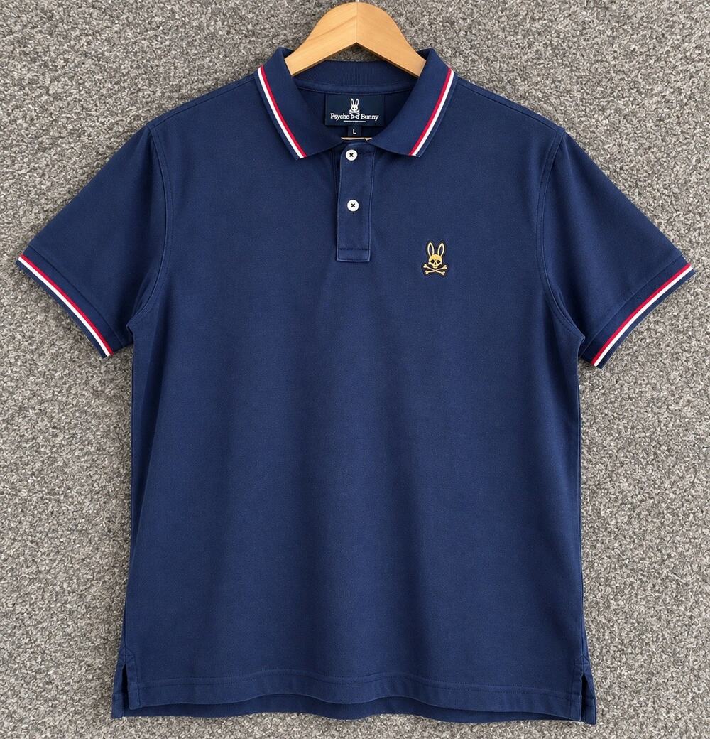 Psycho Bunny Polo 3XLT Pima Cotton Rainbow Cuff Pink Skull Crest EUC